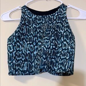 Stylish Black and Blue Snake Print Active Top L (10-12)